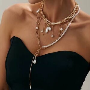 Opulent Pearl Layered Gold Necklace